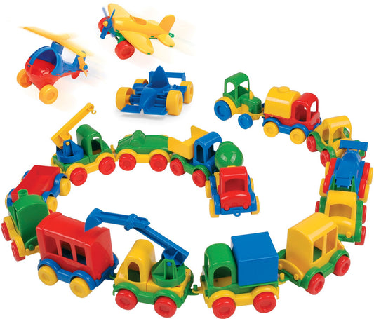 Toy Vehicle Set, 54 Pcs – Cars, Planes, Trains, 1+