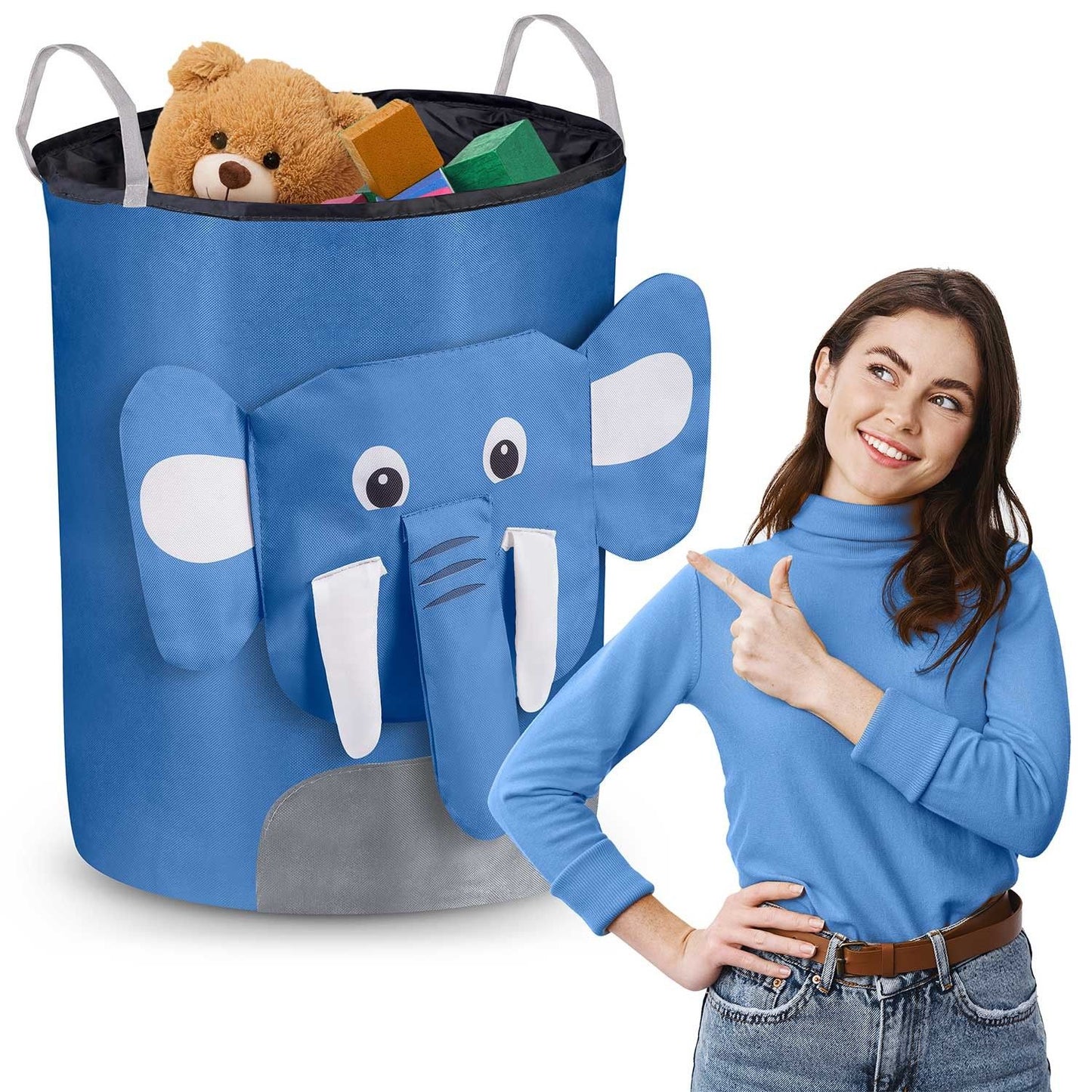 Toy basket Nukido - Blue Elephant