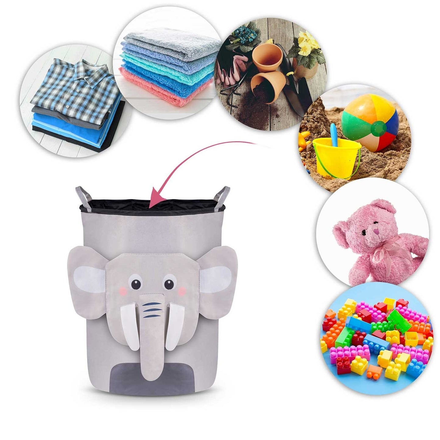 Toy basket Nukido - Gray Elephant