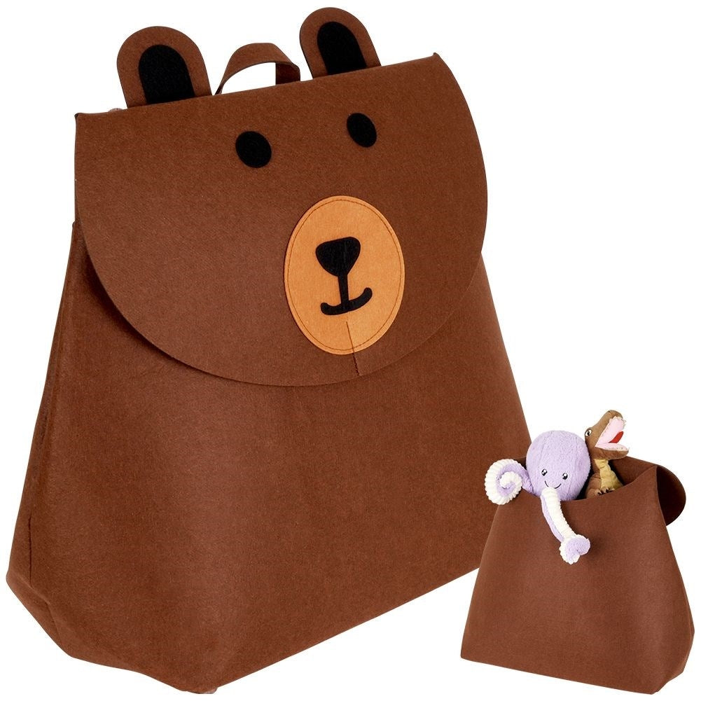 Toy basket with unique bear motif for the children's room