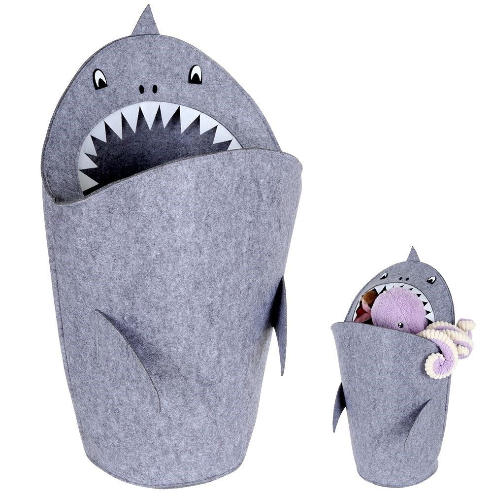 Toy basket with unique shark motif