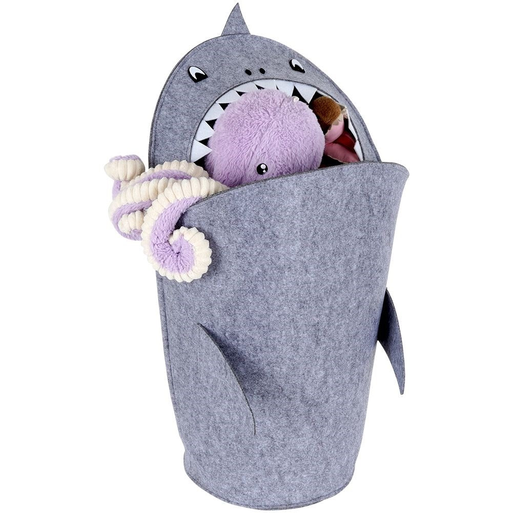 Toy basket with unique shark motif