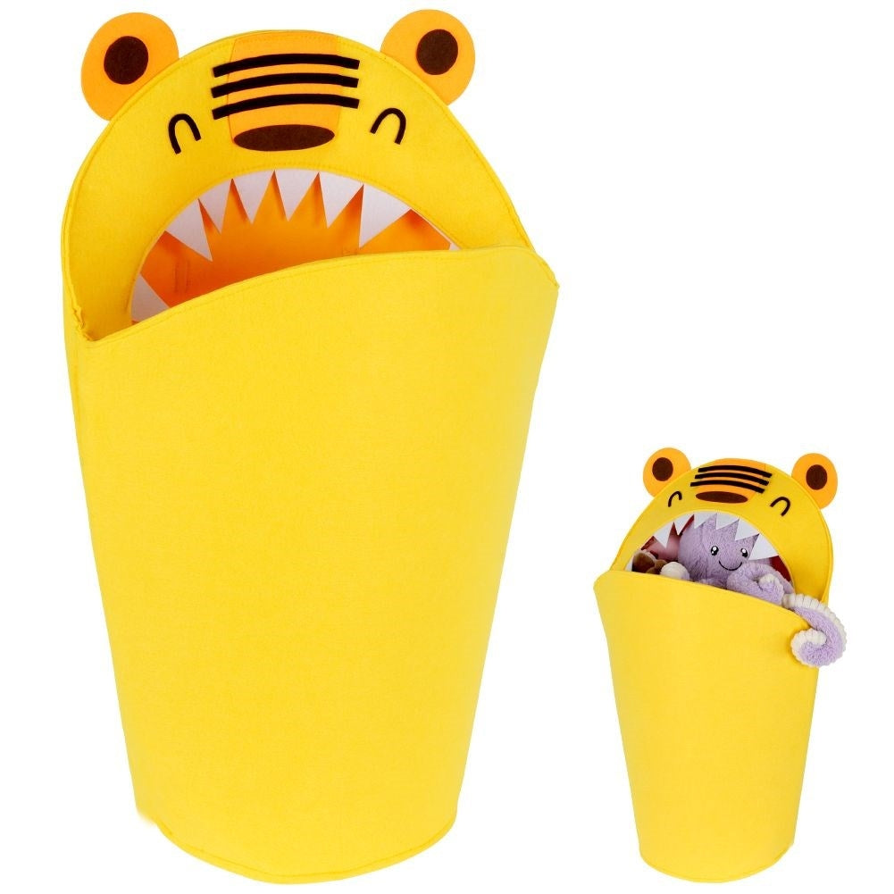 Toy basket with unique tiger motif for the children's room