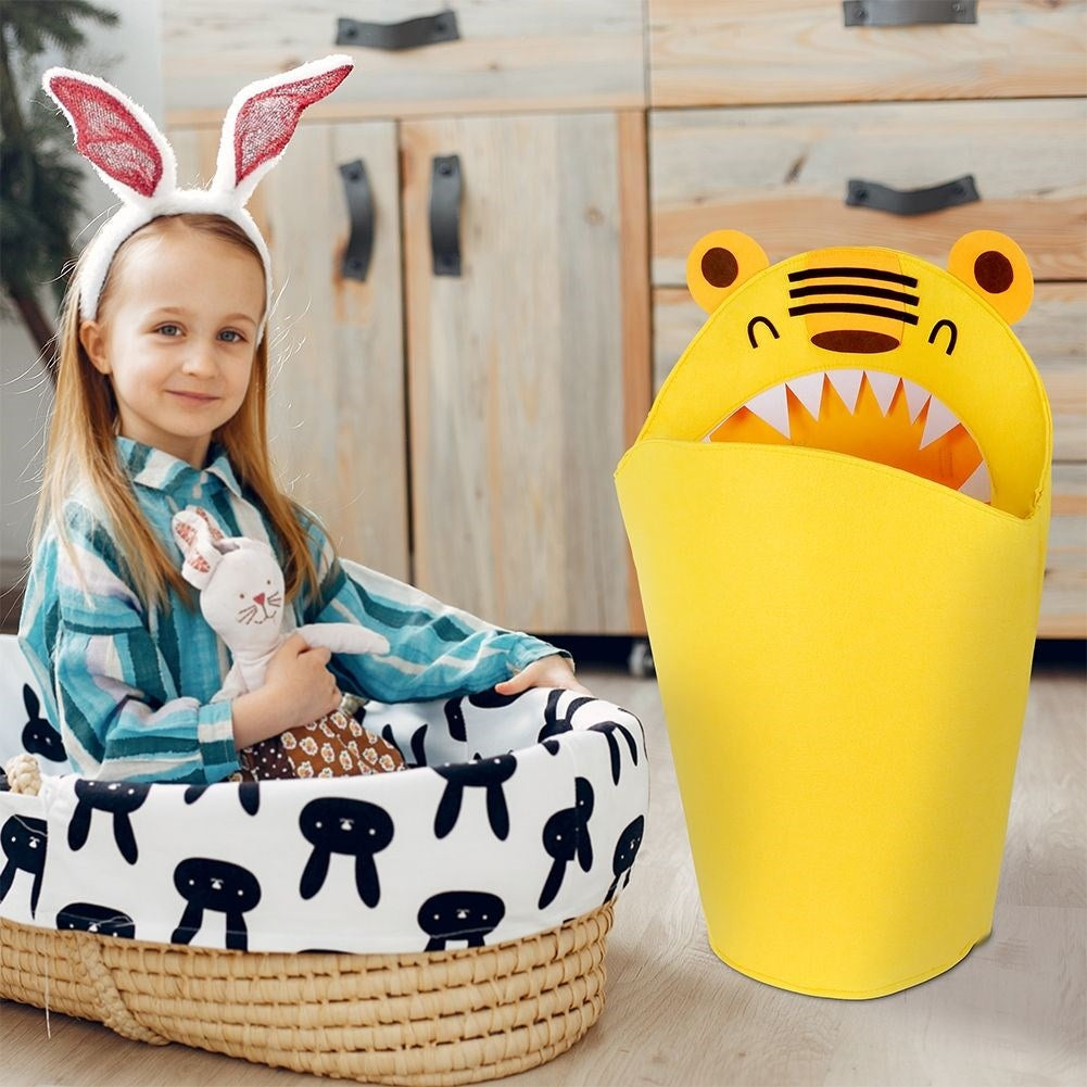 Toy basket with unique tiger motif for the children's room