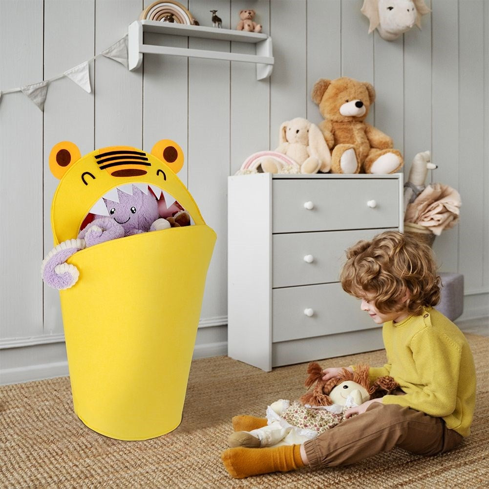Toy basket with unique tiger motif for the children's room