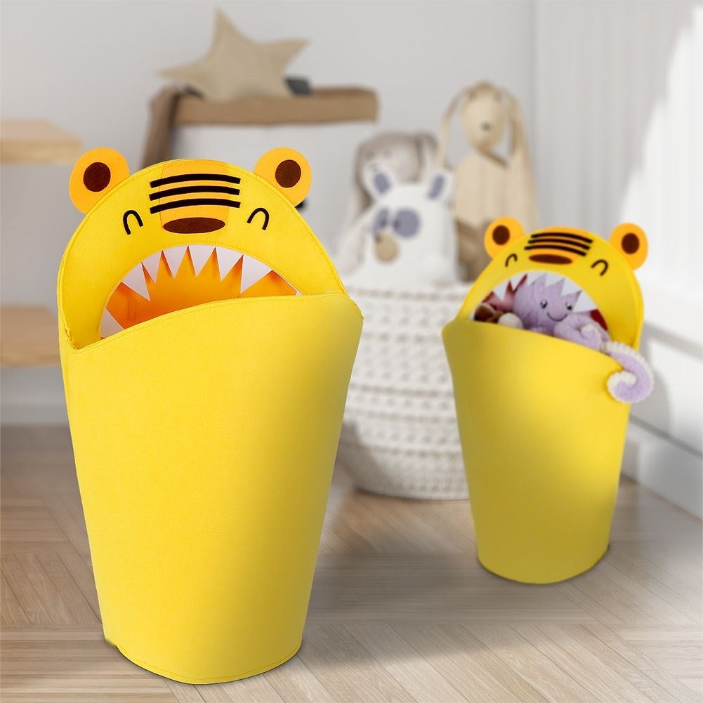 Toy basket with unique tiger motif for the children's room