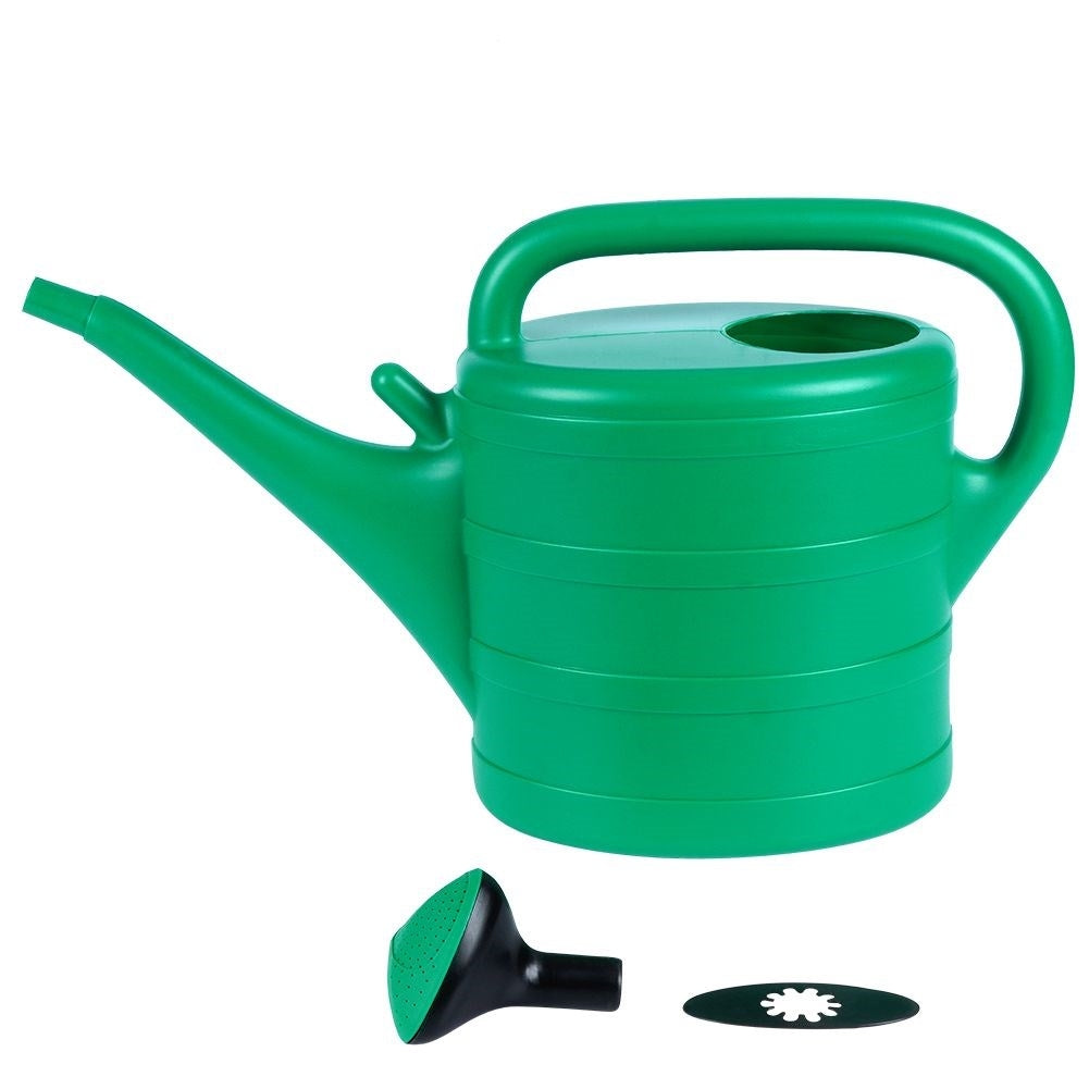 Traditional 10L green watering can with strainer and measuring jug