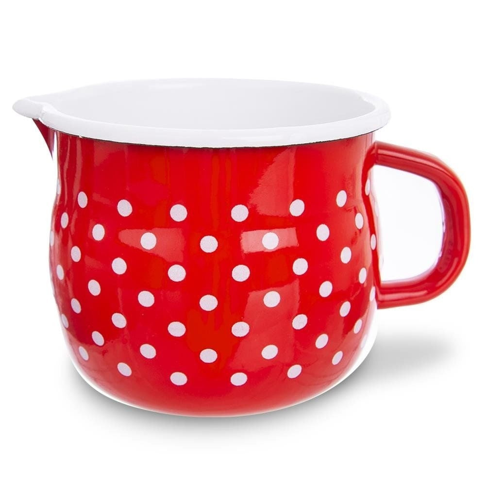 Traditional enamelled steel cup 14 cm - heat milk, serve drinks