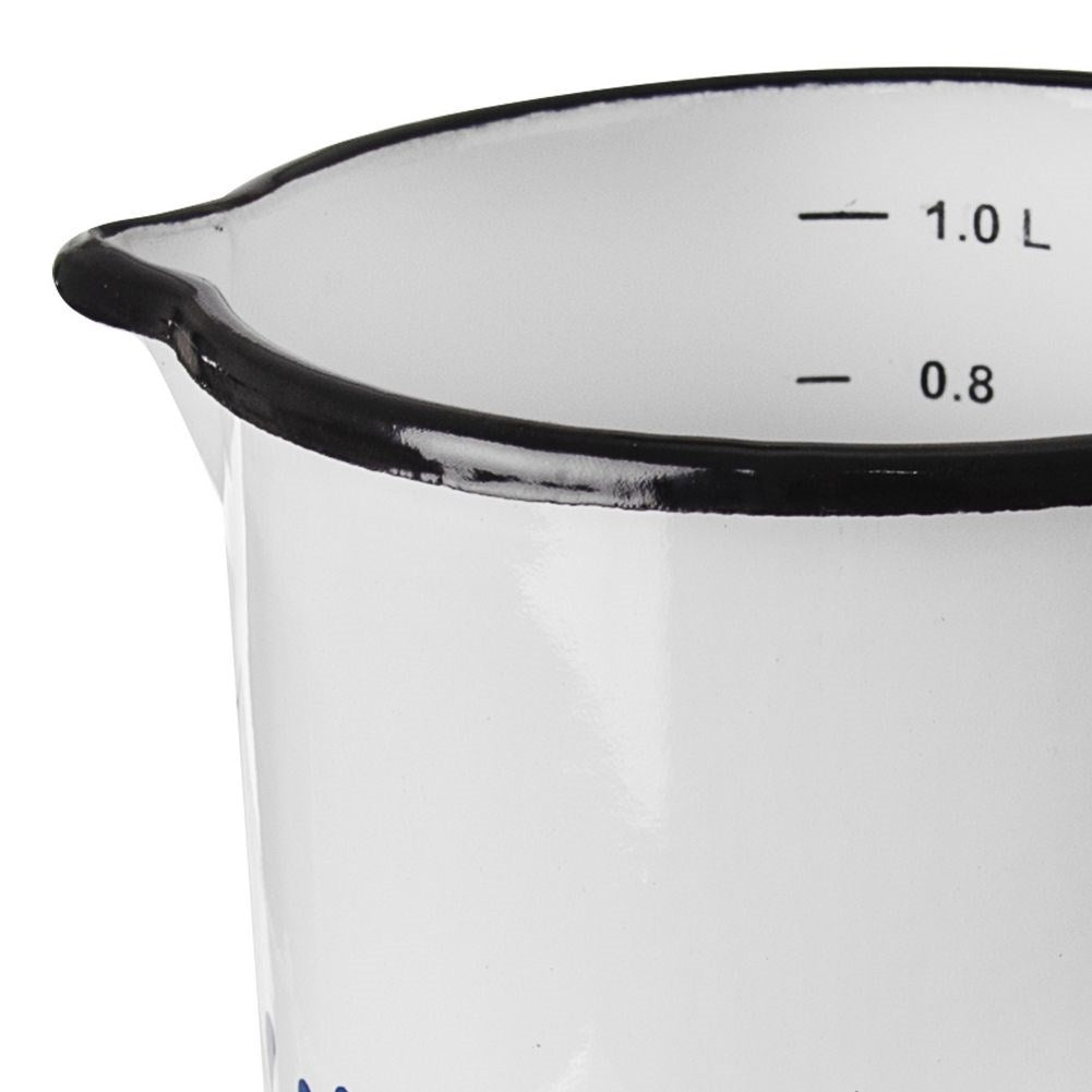Traditional enamel mug with handle for serving and decoration