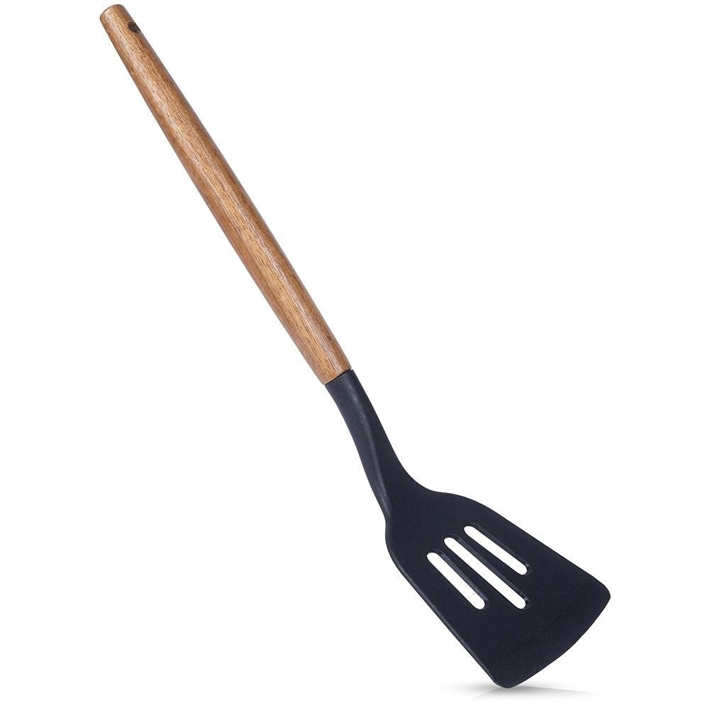Traditional kitchen ladle in acacia wood and thermoplastic material