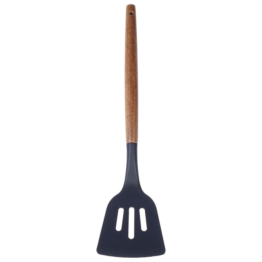 Traditional kitchen ladle in acacia wood and thermoplastic material