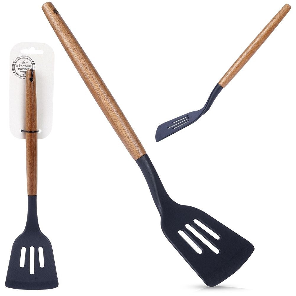 Traditional kitchen ladle in acacia wood and thermoplastic material