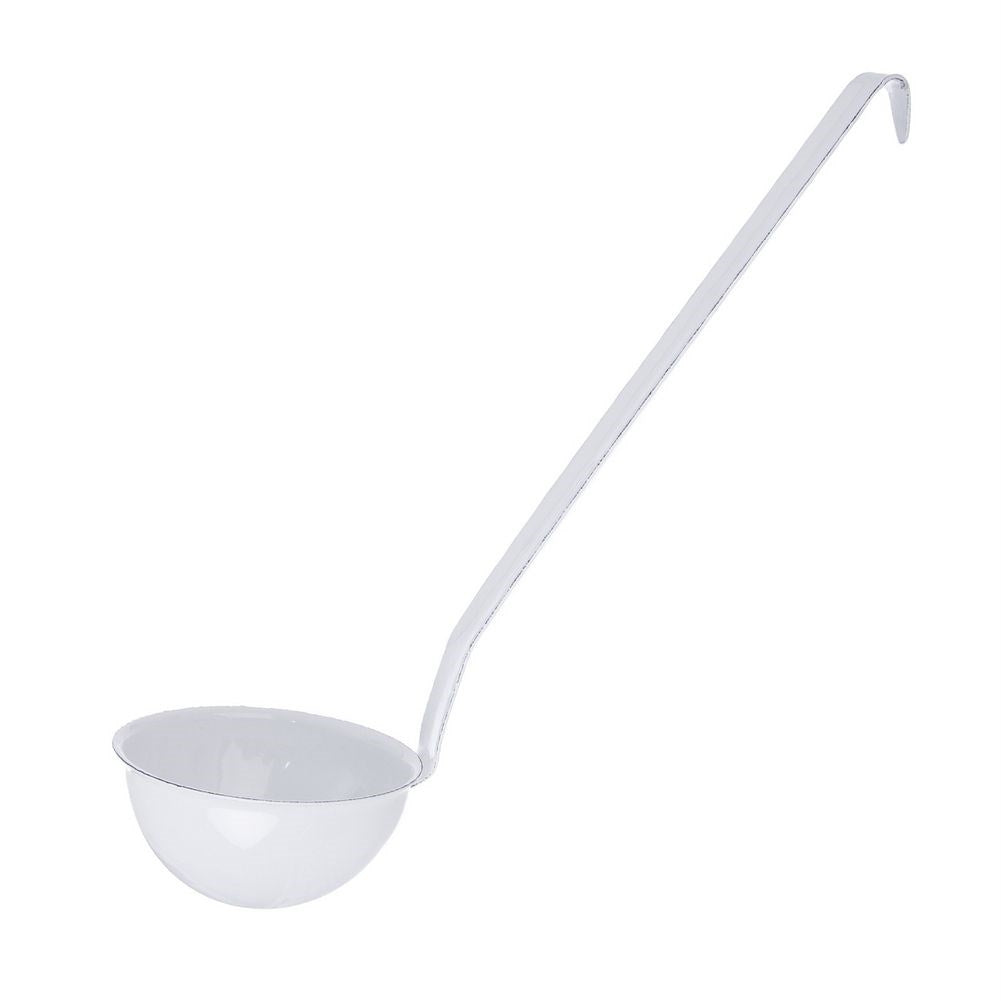Traditional soup ladle in enamelled steel with hangable handle