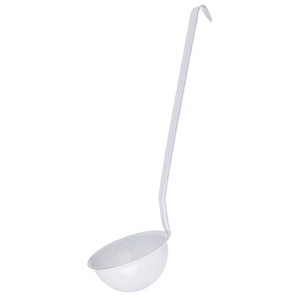 Traditional soup ladle in enamelled steel with hangable handle