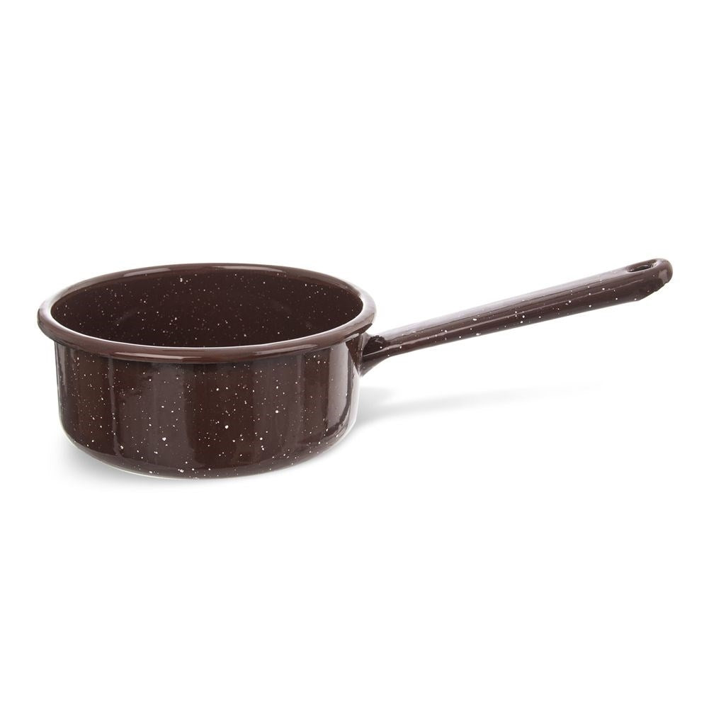 Traditional steel and enamel saucepan, 12 cm diameter
