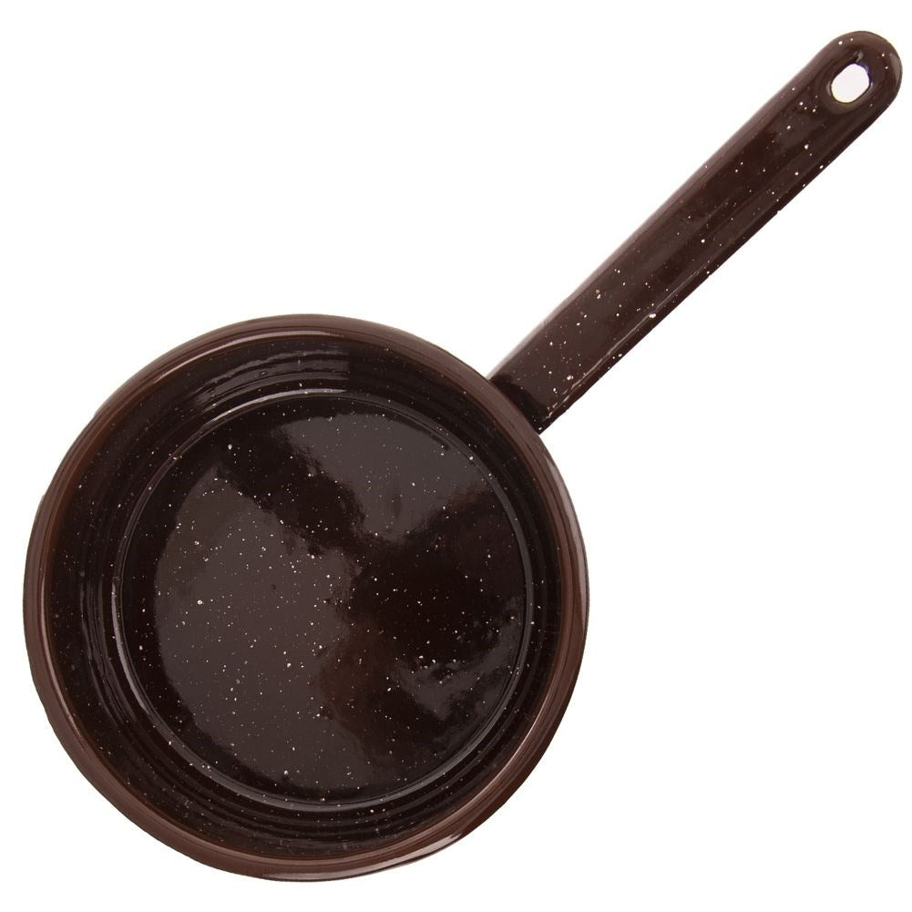 Traditional steel and enamel saucepan, 12 cm diameter