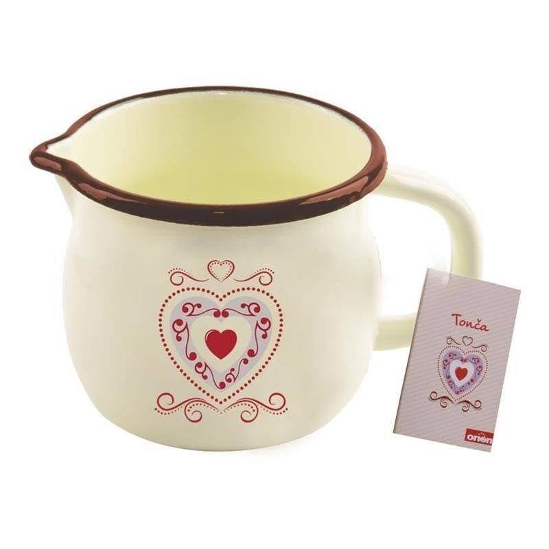 Traditional steel enamelled mug, 12 cm diameter