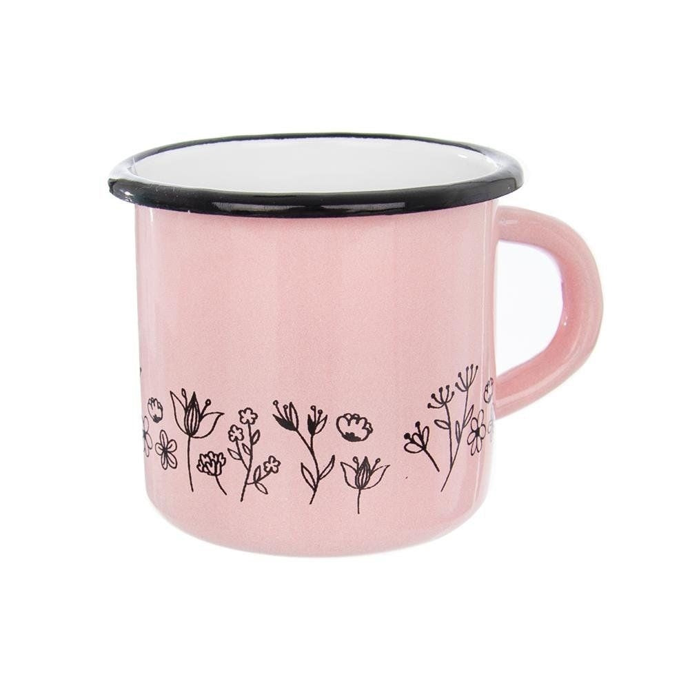 Traditional steel enamel mug, 8 cm diameter, for drinks and decoration