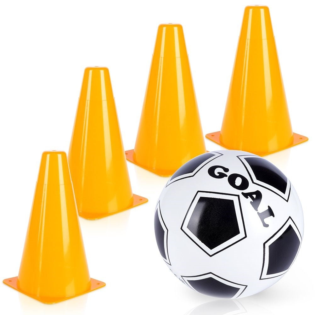 Training Cones & Ball: 4 Orange Cones for Play