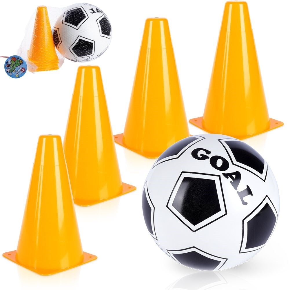 Training Cones & Ball: 4 Orange Cones for Play