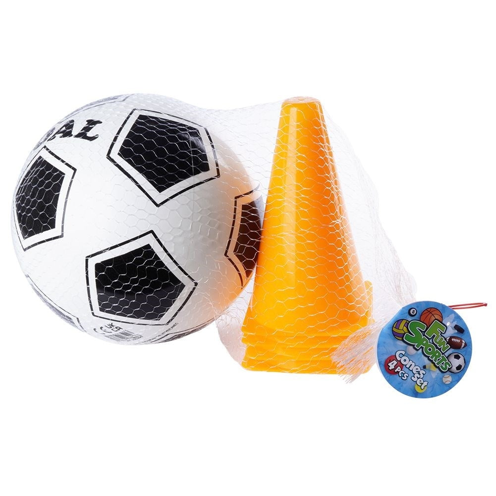 Training Cones & Ball: 4 Orange Cones for Play