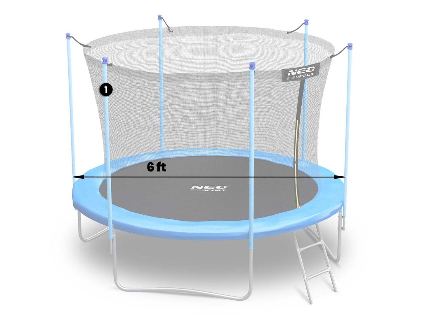 Trampoline Top Post with Internal Netting, 6ft Blue Neo-Sport