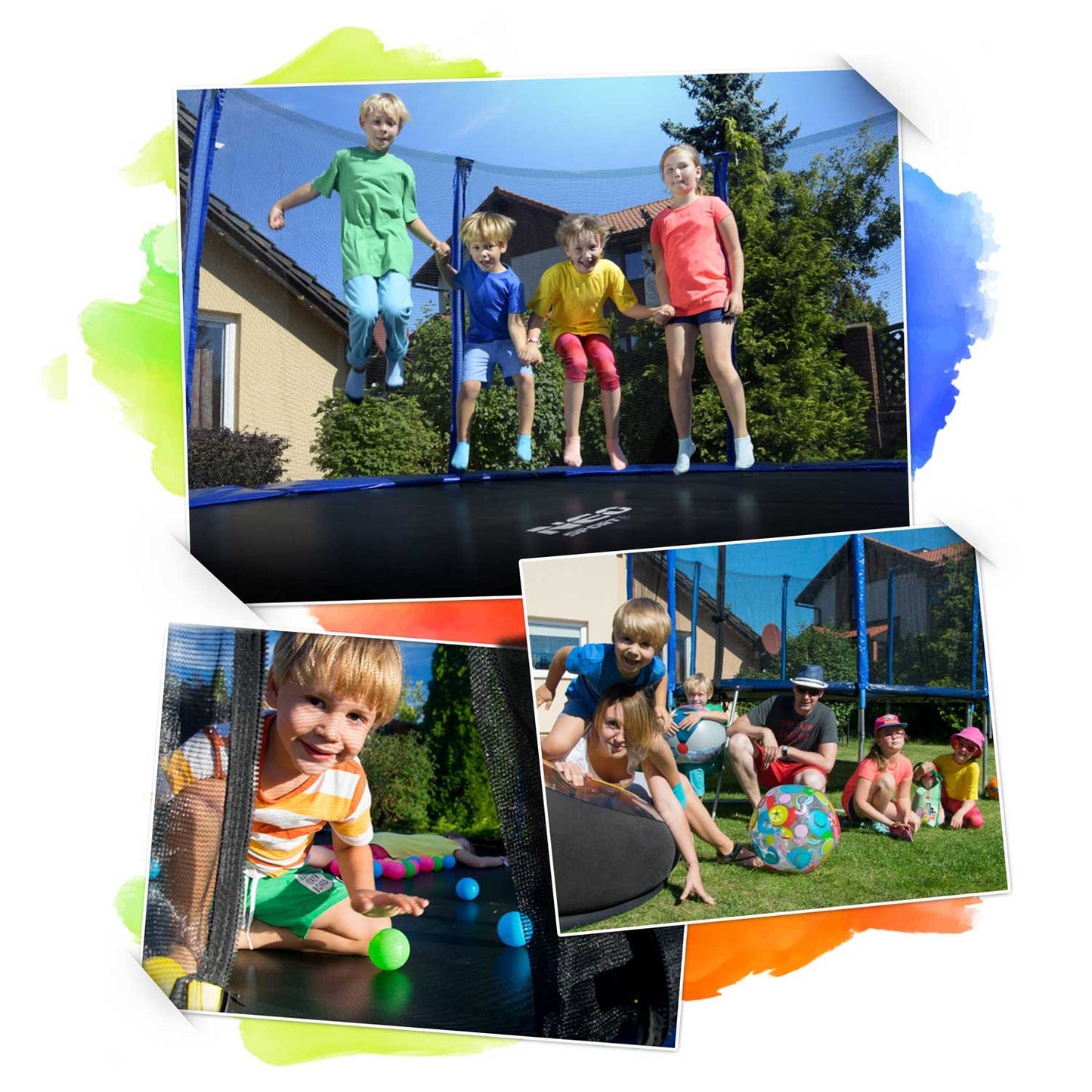 Trampoline for garden 13ft/404cm with inner safety net and ladder Neo-Sport