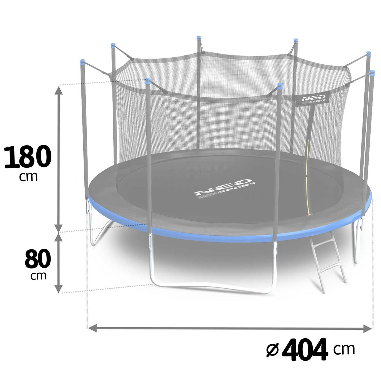 Trampoline for garden 13ft/404cm with inner safety net and ladder Neo-Sport