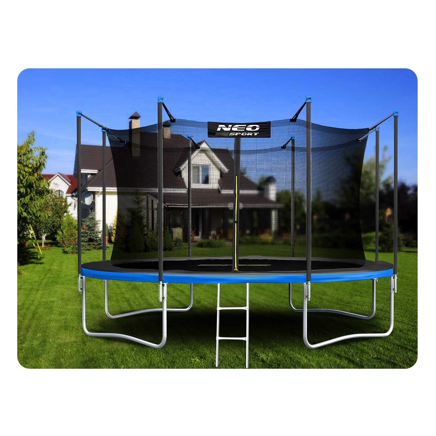 Trampoline for garden 13ft/404cm with inner safety net and ladder Neo-Sport