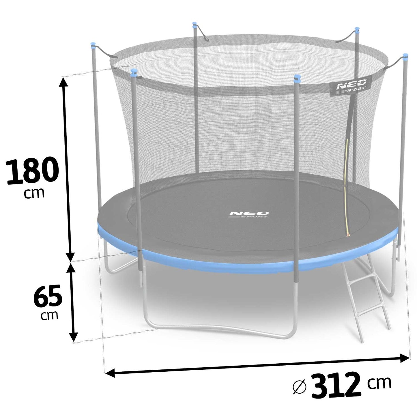 Trampoline for garden 312 cm with inner safety net and ladder Neo-Sport