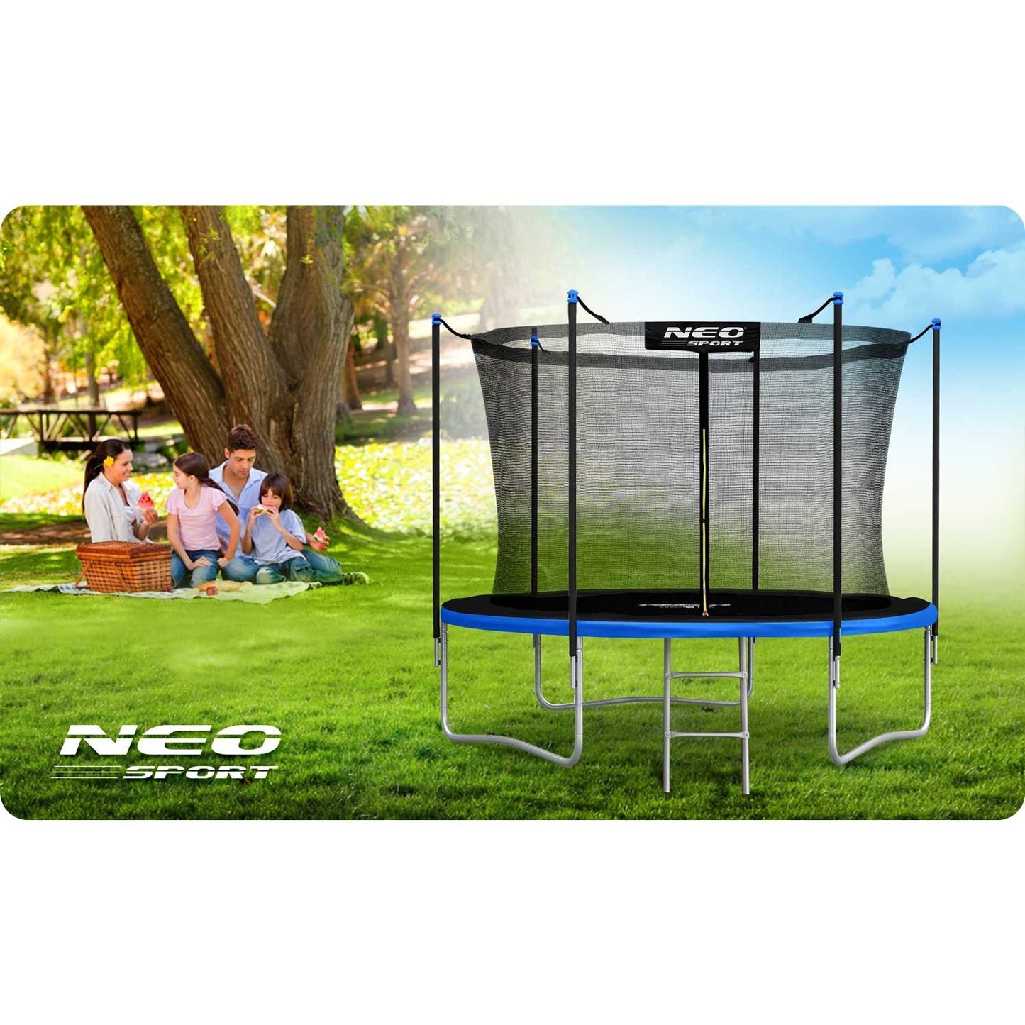 Trampoline for garden 312 cm with inner safety net and ladder Neo-Sport