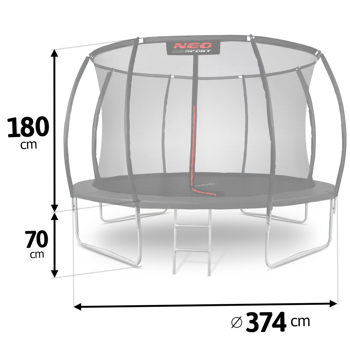 Trampoline for the garden 12ft/374cm with inner safety net Neo-Sport