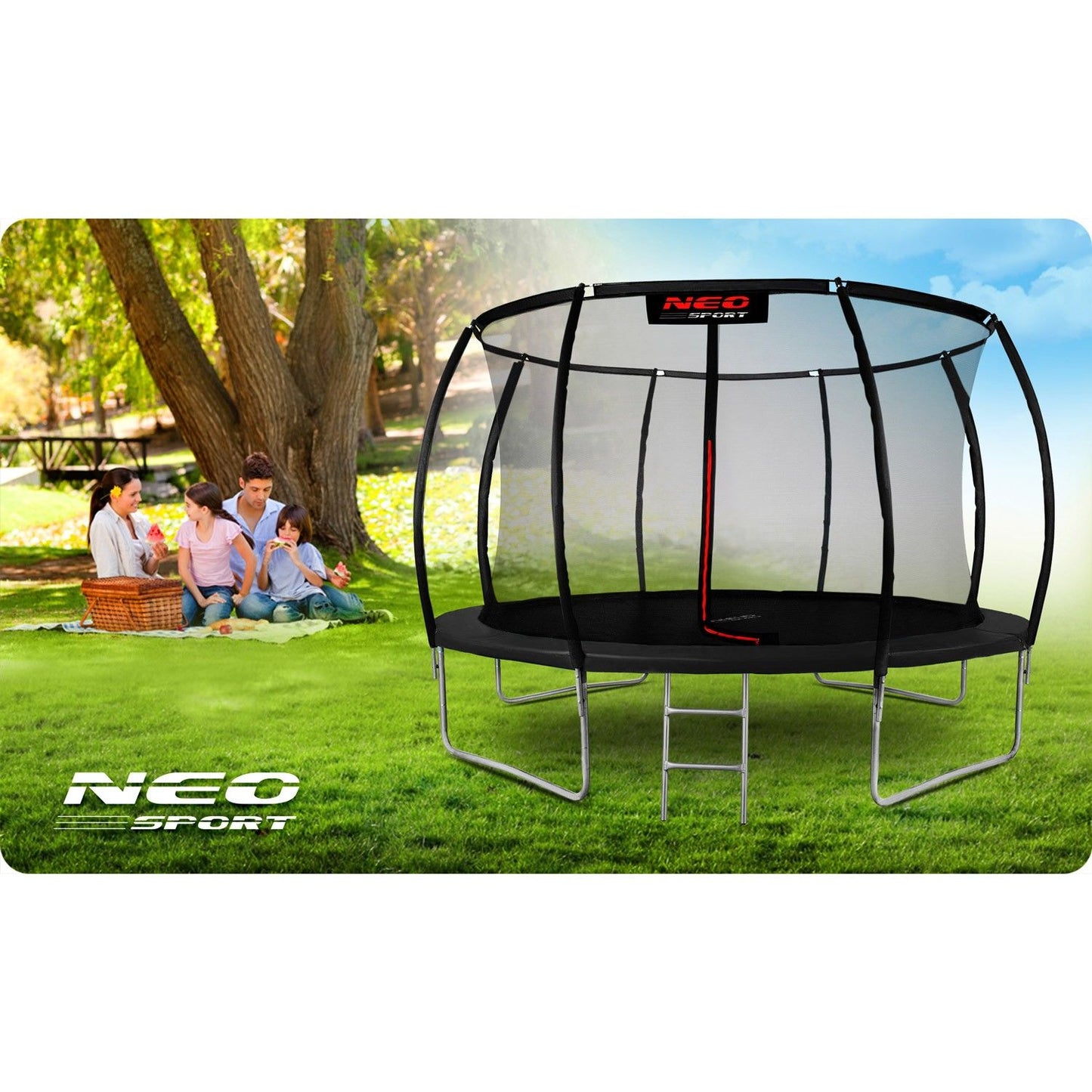 Trampoline for the garden 12ft/374cm with inner safety net Neo-Sport