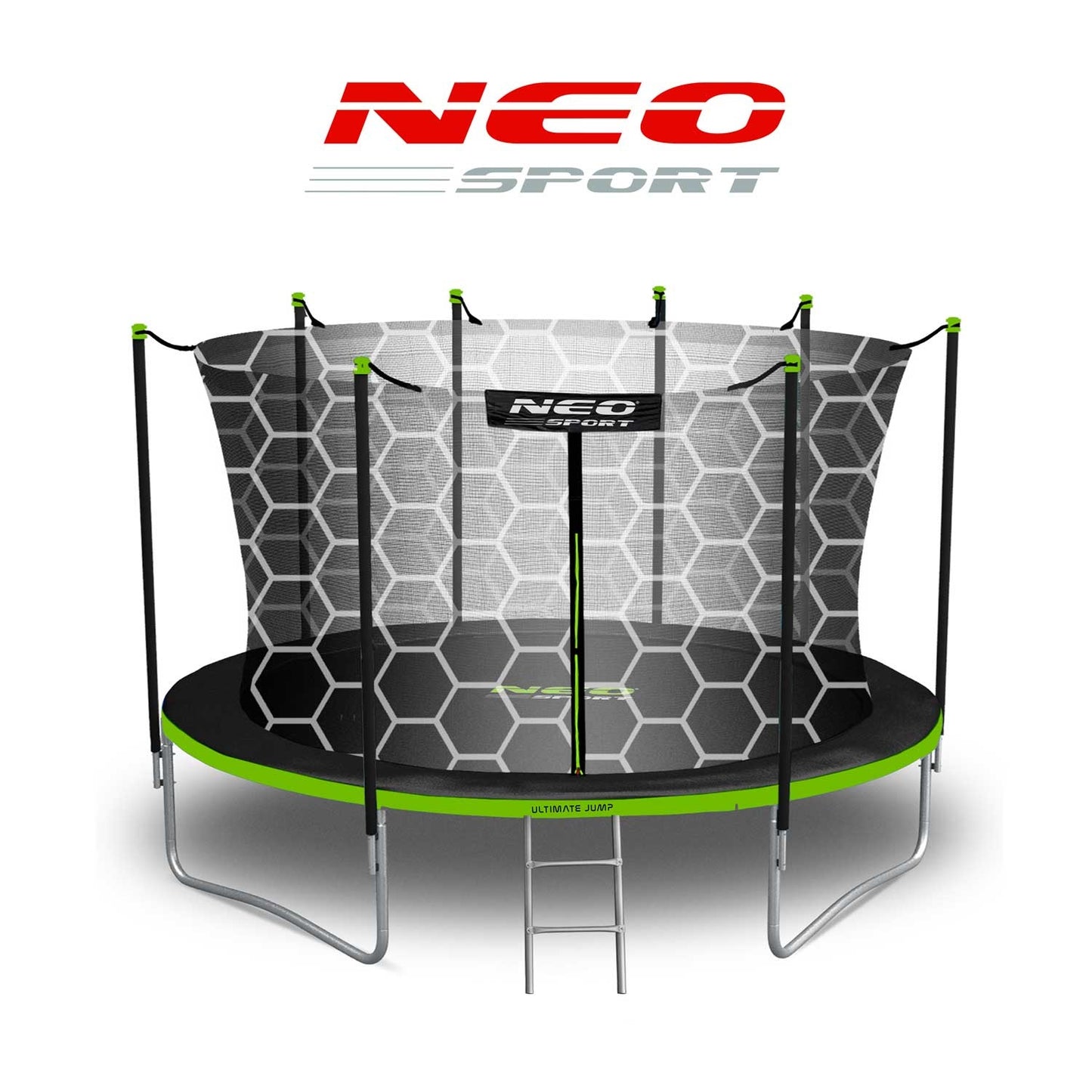 Trampoline for the garden 12ft/374cm with inner safety net and ladder from Neo-Sport