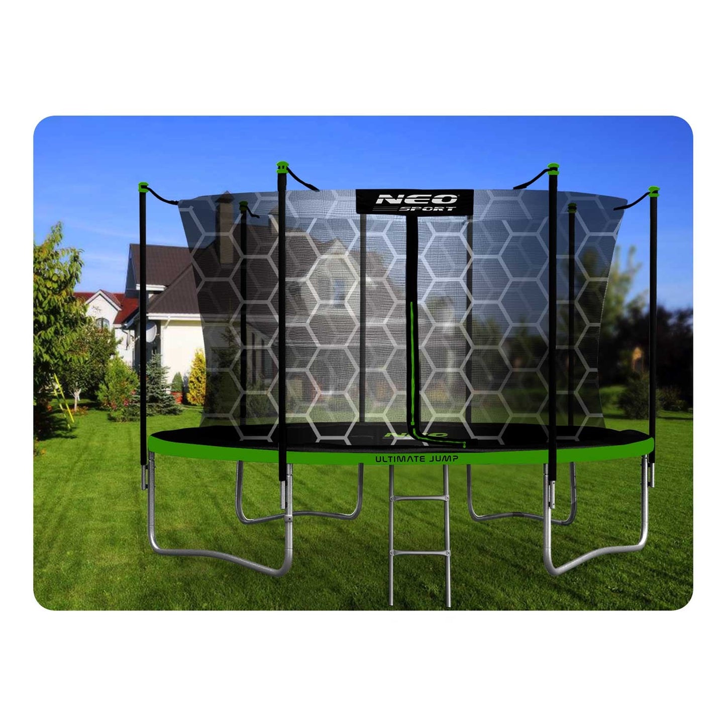 Trampoline for the garden 12ft/374cm with inner safety net and ladder from Neo-Sport