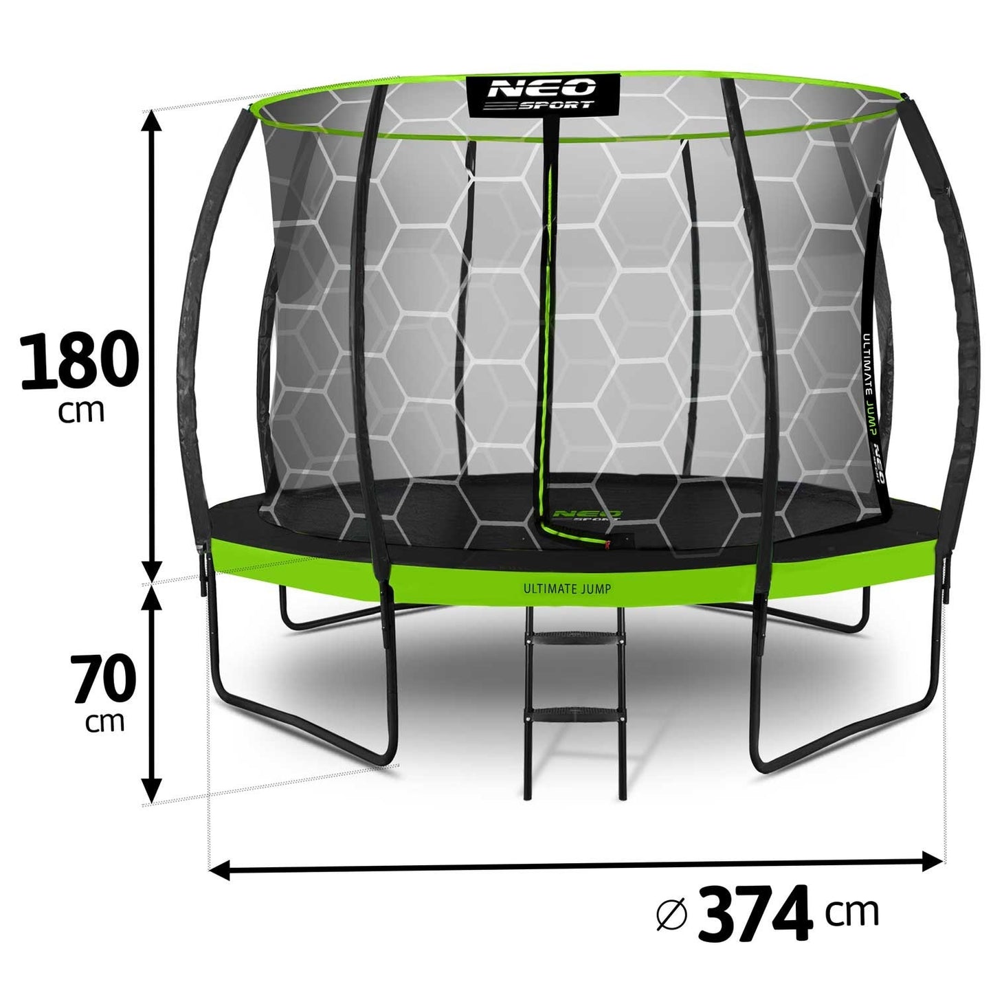 Trampoline for the garden, 374 cm with inner protective net from Neo-Sport