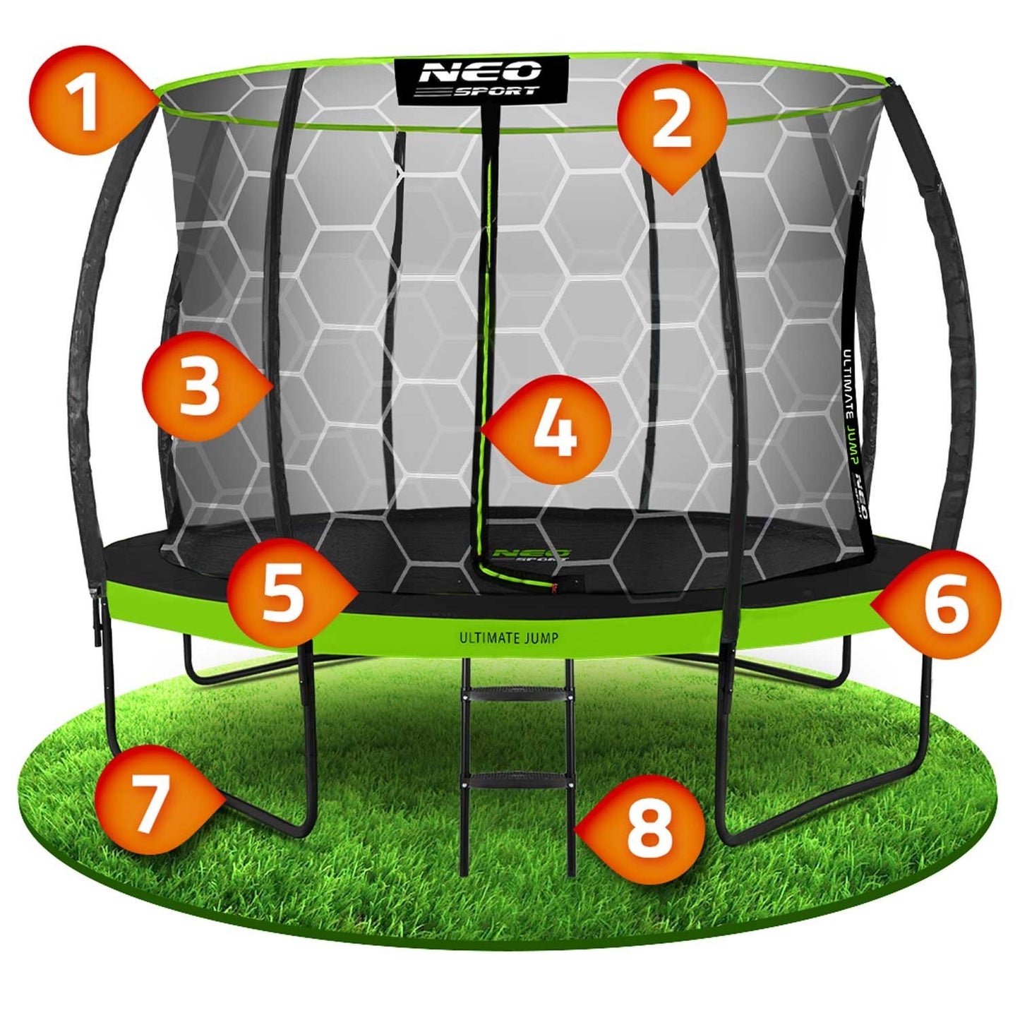 Trampoline for the garden, 374 cm with inner protective net from Neo-Sport