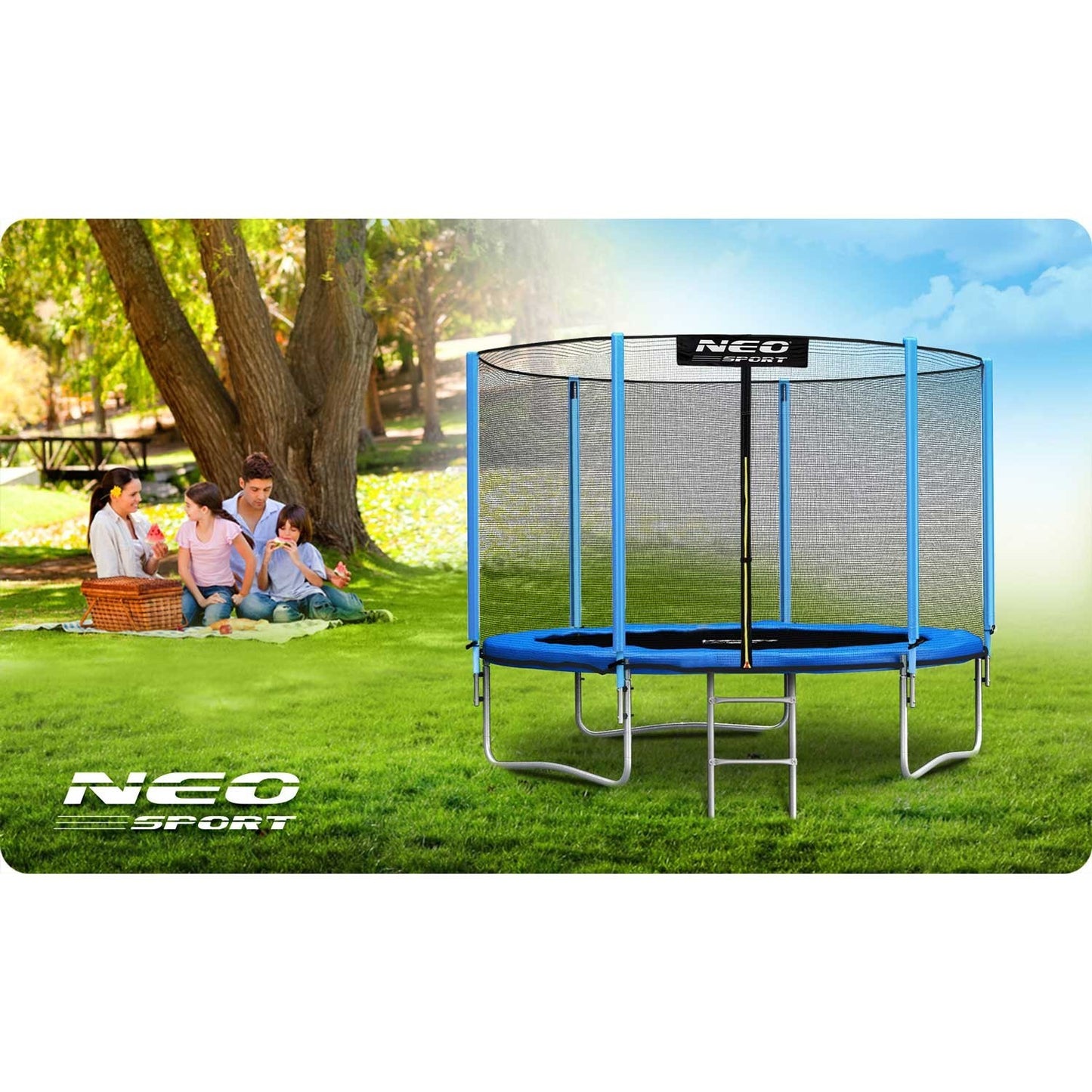 Trampoline for the garden 8ft/252cm with outer net and ladder from Neo-Sport