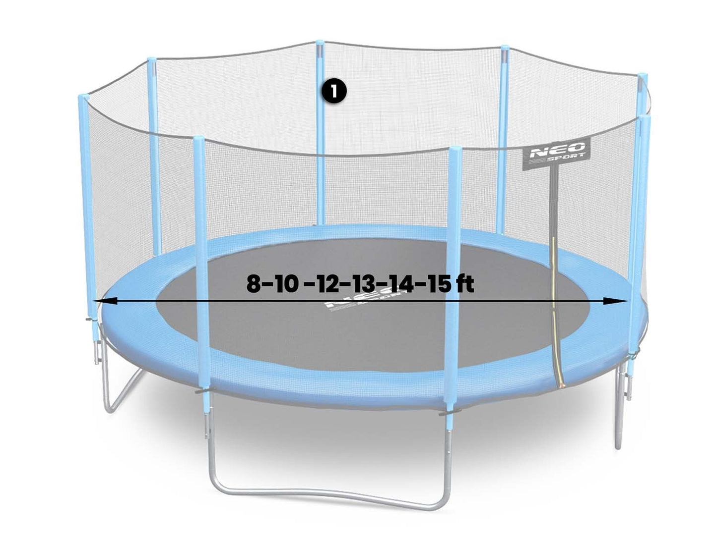 Trampoline top post with outer net 8-15 ft blue Neo-Sport