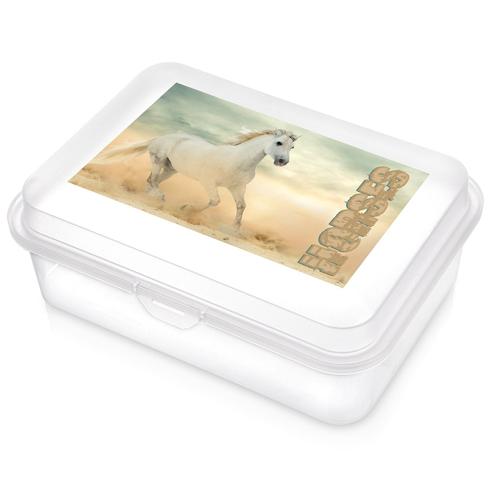 Transparent Lunch Container, Horse Design, 750 ml