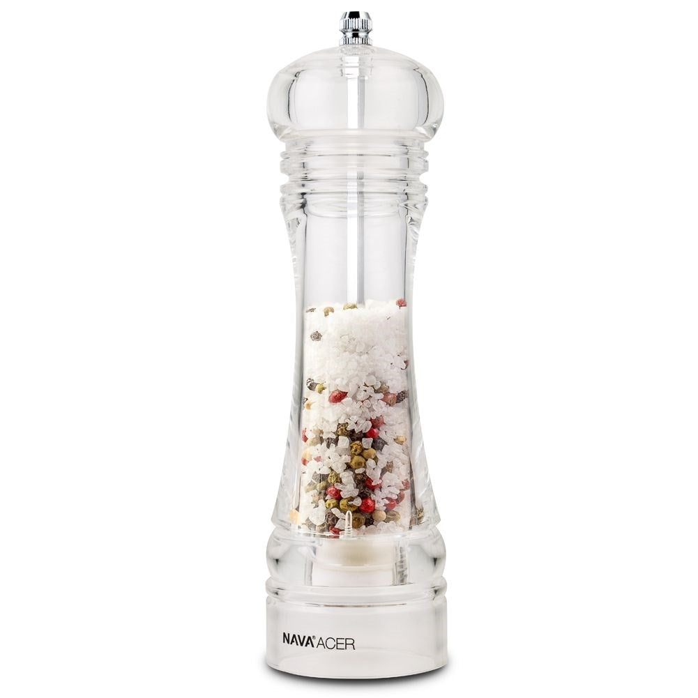 Transparent acrylic grinder for pepper and salt, adjustable grinding