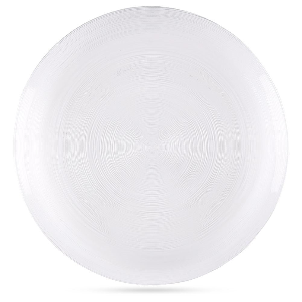 Transparent dinner plate, dishwasher safe.