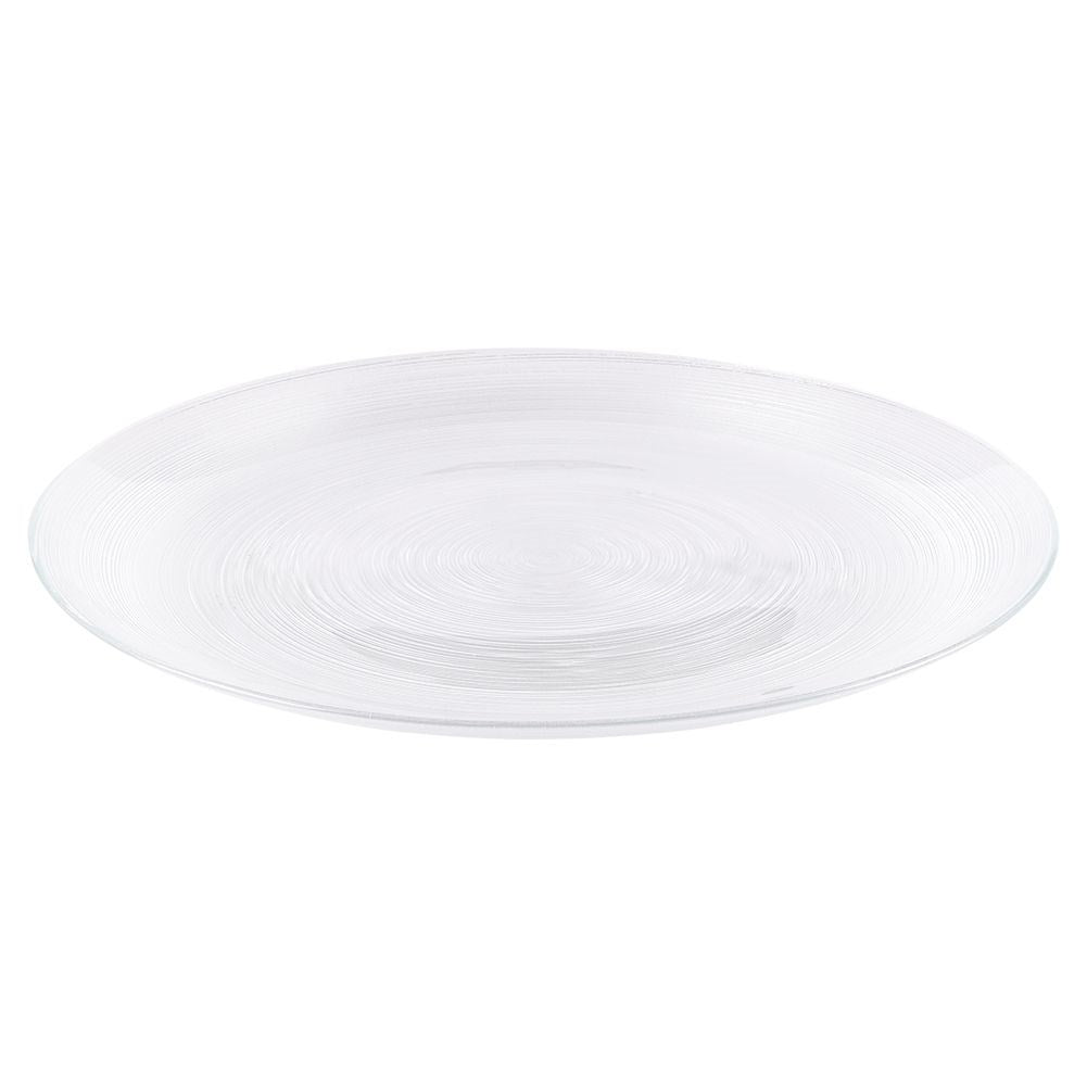 Transparent dinner plate, dishwasher safe.