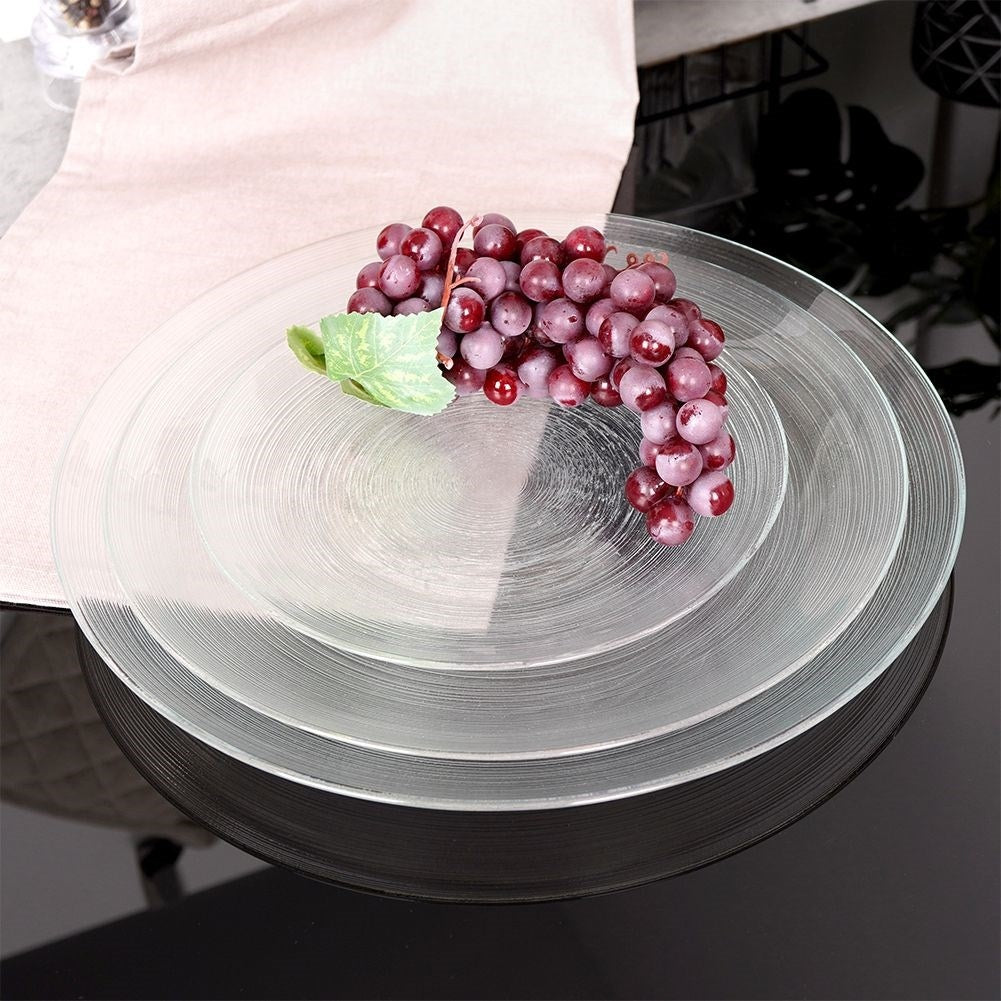 Transparent dinner plate, dishwasher safe.