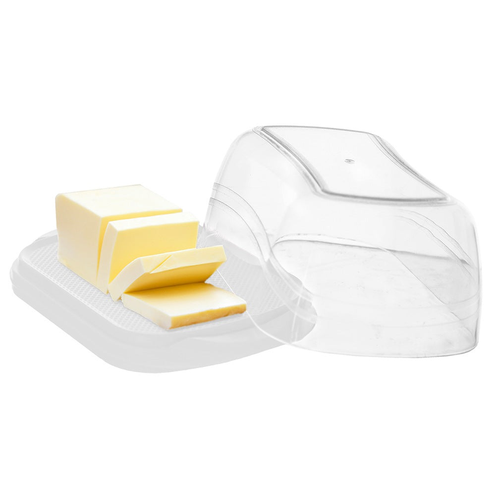 Transparent plastic butter dish