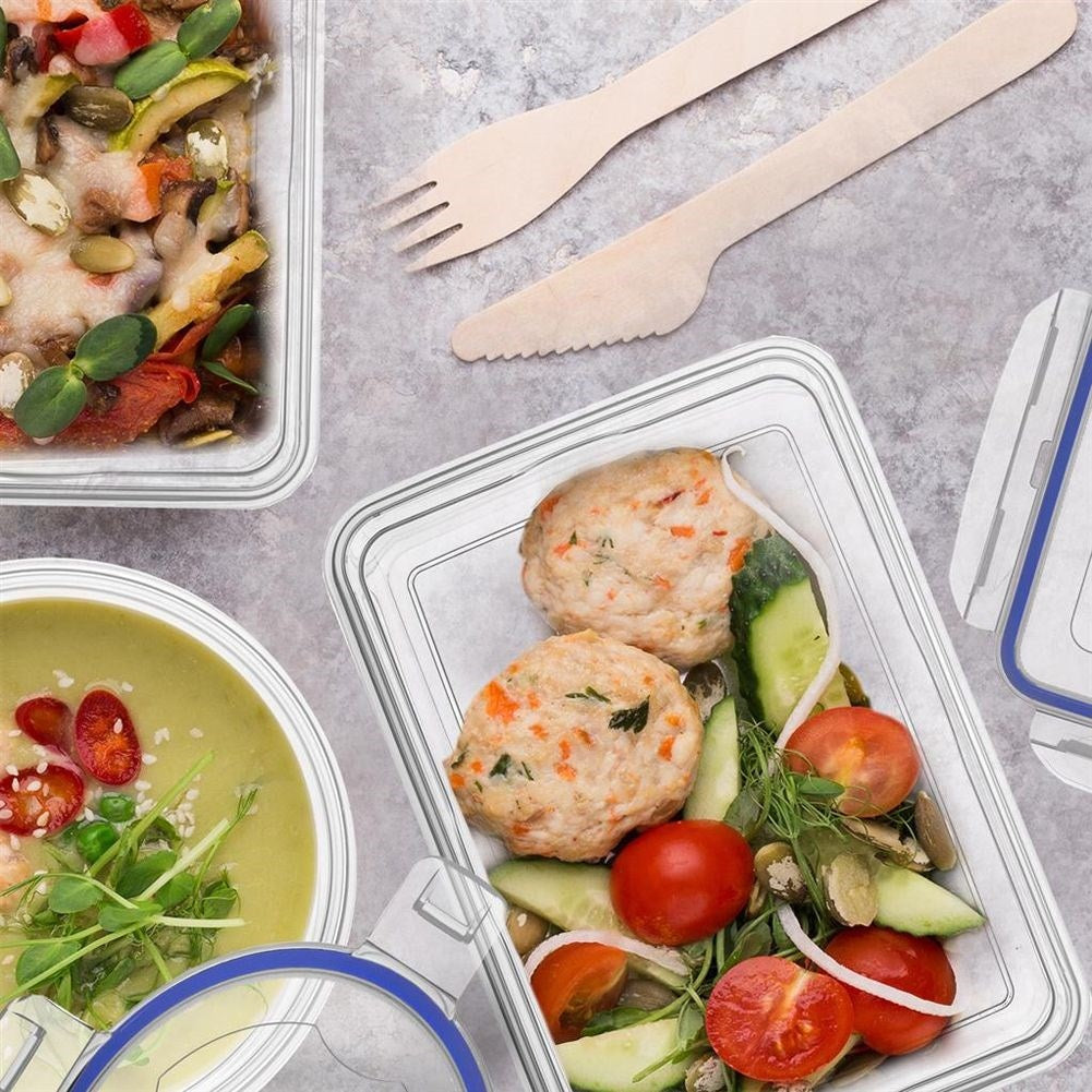 Transparent plastic container with airtight lid for the kitchen
