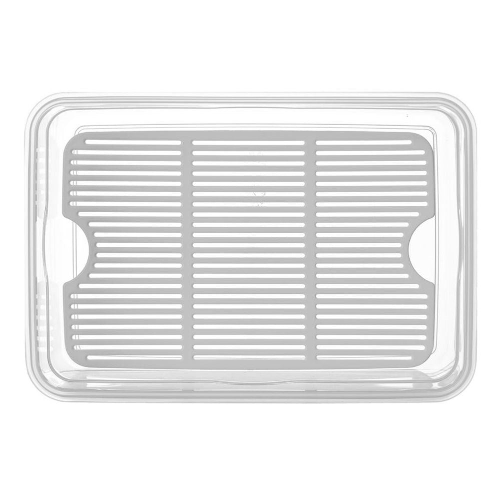 Transparent plastic container with silicone seal and grid