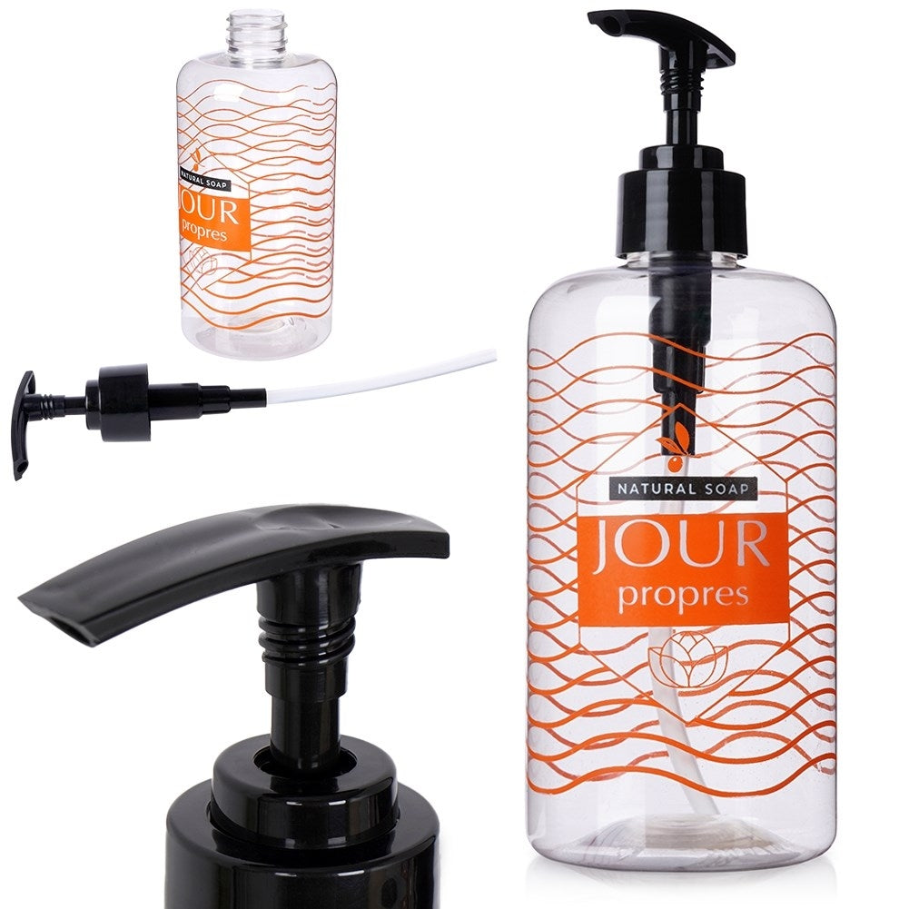 Transparent soap dispenser 500 ml for kitchen and bathroom