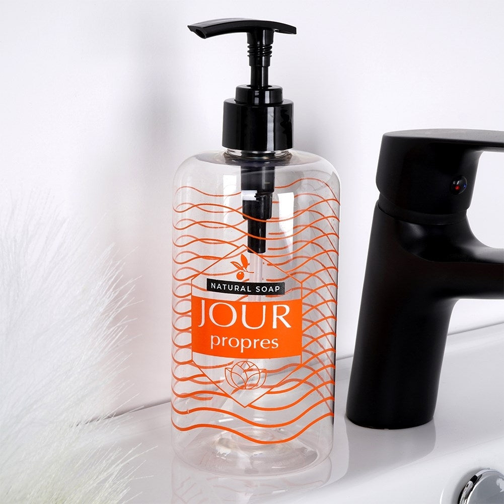 Transparent soap dispenser 500 ml for kitchen and bathroom