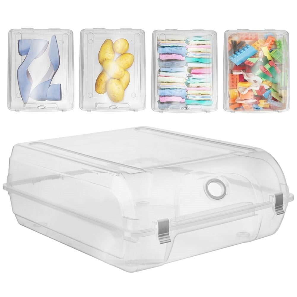Transparent storage box with lid and ventilation hole